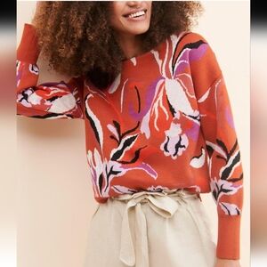 Anthropologie Maeve Textured Knit in Orange and Pink